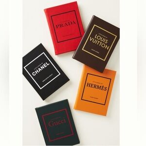 Set of 5 Leather Bound Luxury Designer Mini Books Gucci Prada LV Chanel